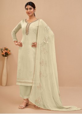 Congenial Sequins Engagement Straight Salwar Kameez