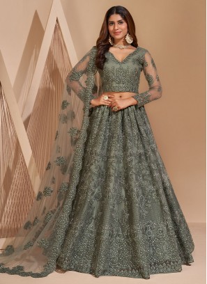 Conspicuous Cord Grey A Line Lehenga Choli