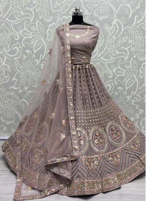 Conspicuous Embroidered Mauve  Designer Lehenga Choli