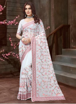 Conspicuous Georgette Embroidered Contemporary Saree