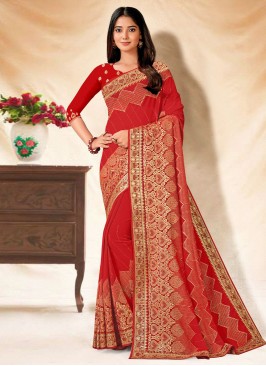 Conspicuous Georgette Sangeet Trendy Saree