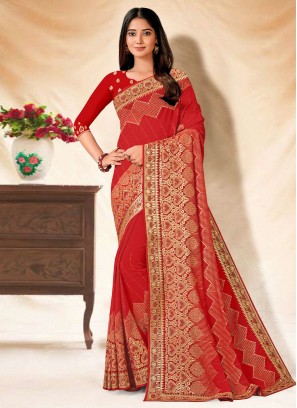 Conspicuous Georgette Sangeet Trendy Saree