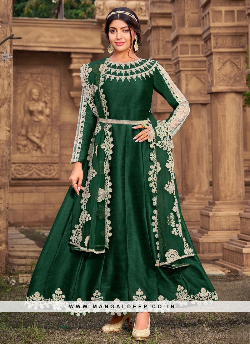 Conspicuous Green Festival Anarkali Suit