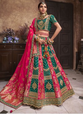 Conspicuous Silk Wedding A Line Lehenga Choli