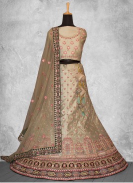 Conspicuous Stone Raw Silk A Line Lehenga Choli