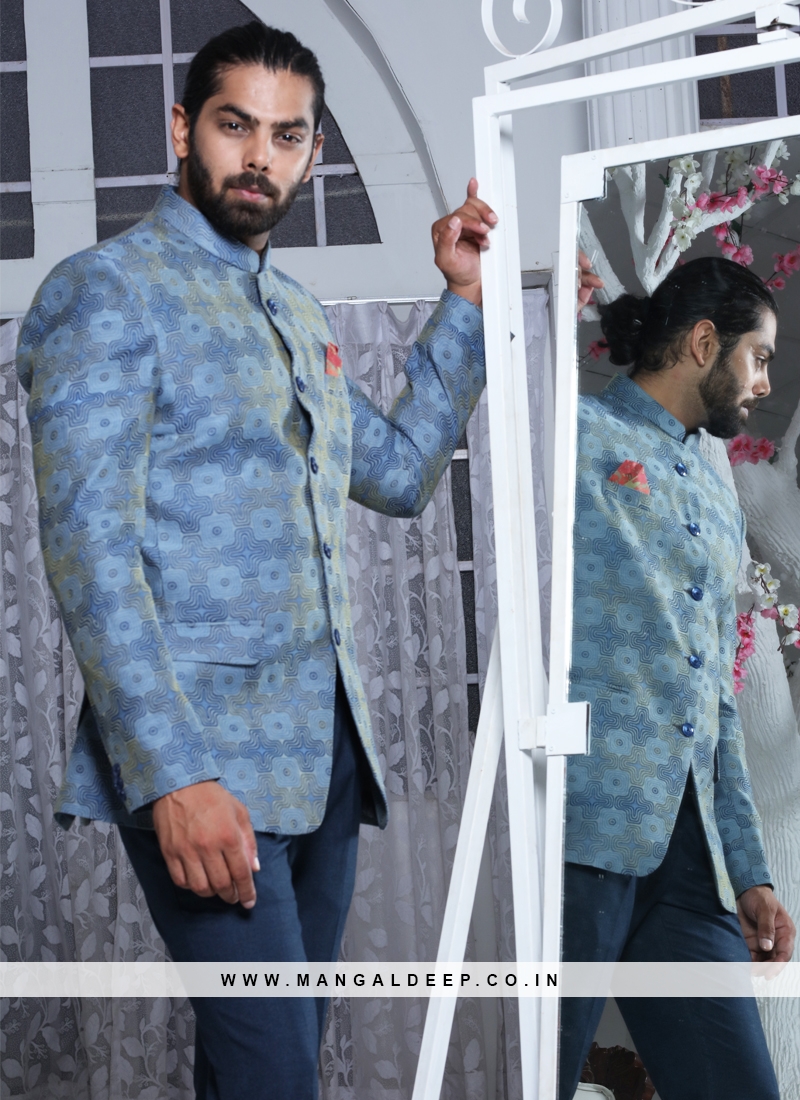 Contemporary Blue Jodhpuri Suit