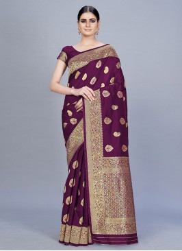 Contemporary Saree Woven Banarasi Silk in Purple