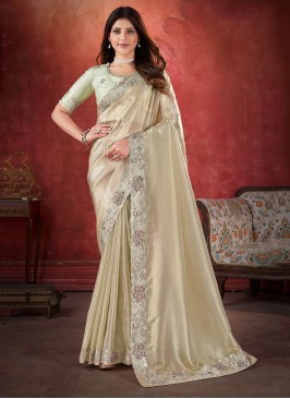 Contemporary Saree Zari Crush in Beige