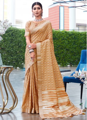 Contemporary Style Saree Weaving Banarasi Silk in Mustard