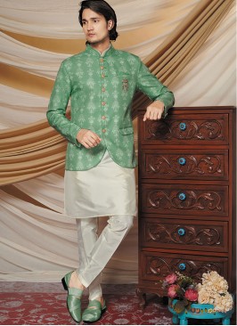 Contrast Color Kurta Jacket Set