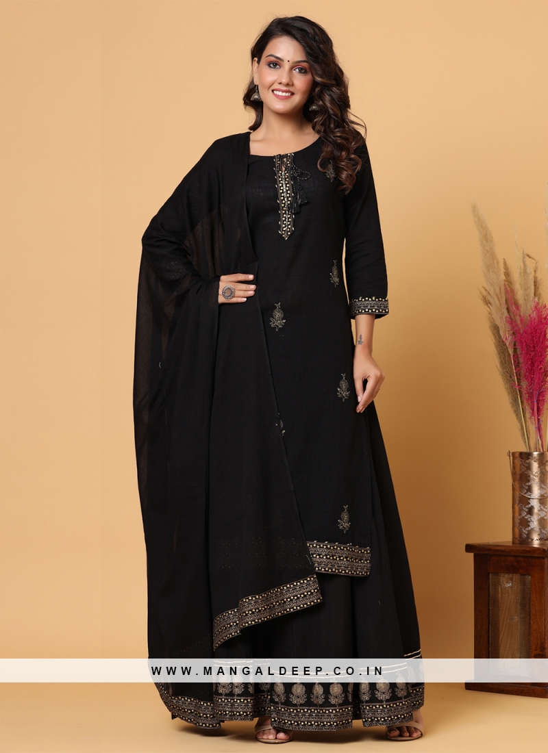 Party Wear Brilliant Net Fabric Black Color Embroidered Work Salwar Suit  Featuring Vartika Singh