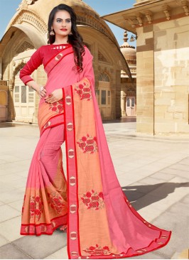 Cotton Border Pink Designer Saree