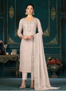 Cotton Designer Beige Salwar Kameez