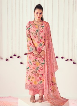 Cotton Embroidered Peach Salwar Suit