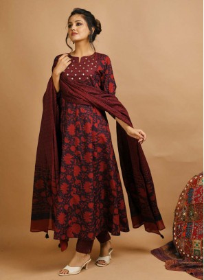 Cotton Maroon Trendy Salwar Suit