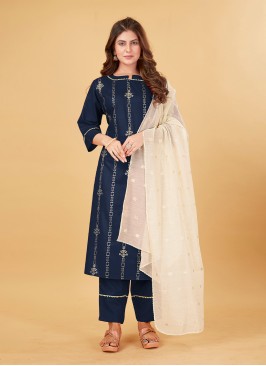 Cotton Navy Blue Salwar Suit