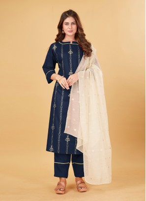 Cotton Navy Blue Salwar Suit