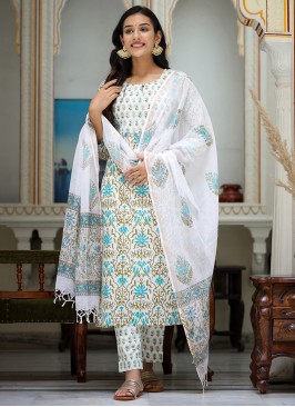 Cotton Printed Multi Colour Pant Style Suit
