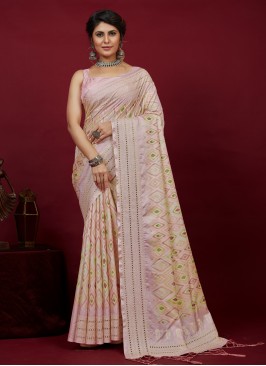 Cotton Silk Embroidered Classic Saree in Lavender