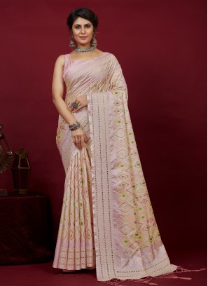 Cotton Silk Embroidered Classic Saree in Lavender