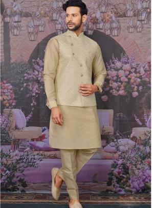 Cream And Beige Color Kurta With Jacket