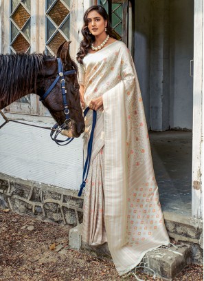 Cream Border Silk Saree