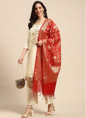 Cream Color Chanderi Ladies Suit