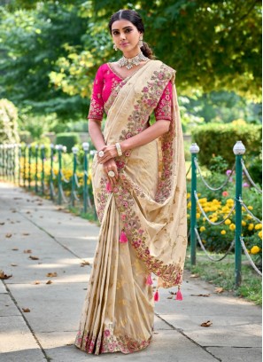 Cream Color Classic Saree