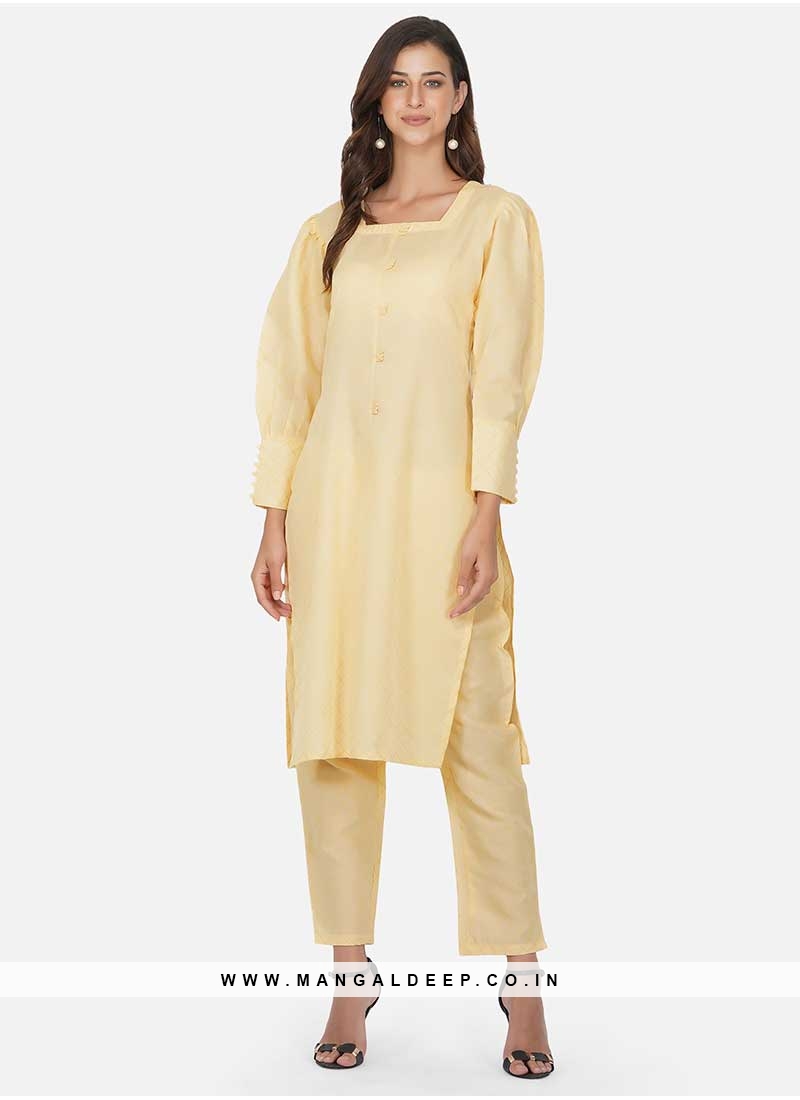 Cream Color Causal Wear Straight Long Kurti :: ANOKHI FASHION