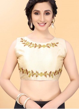 Cream Color Embroidered Silk Blouse