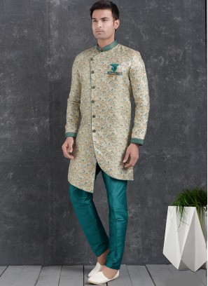 Cream Color Function Wear Indo Western Kurta Pajama