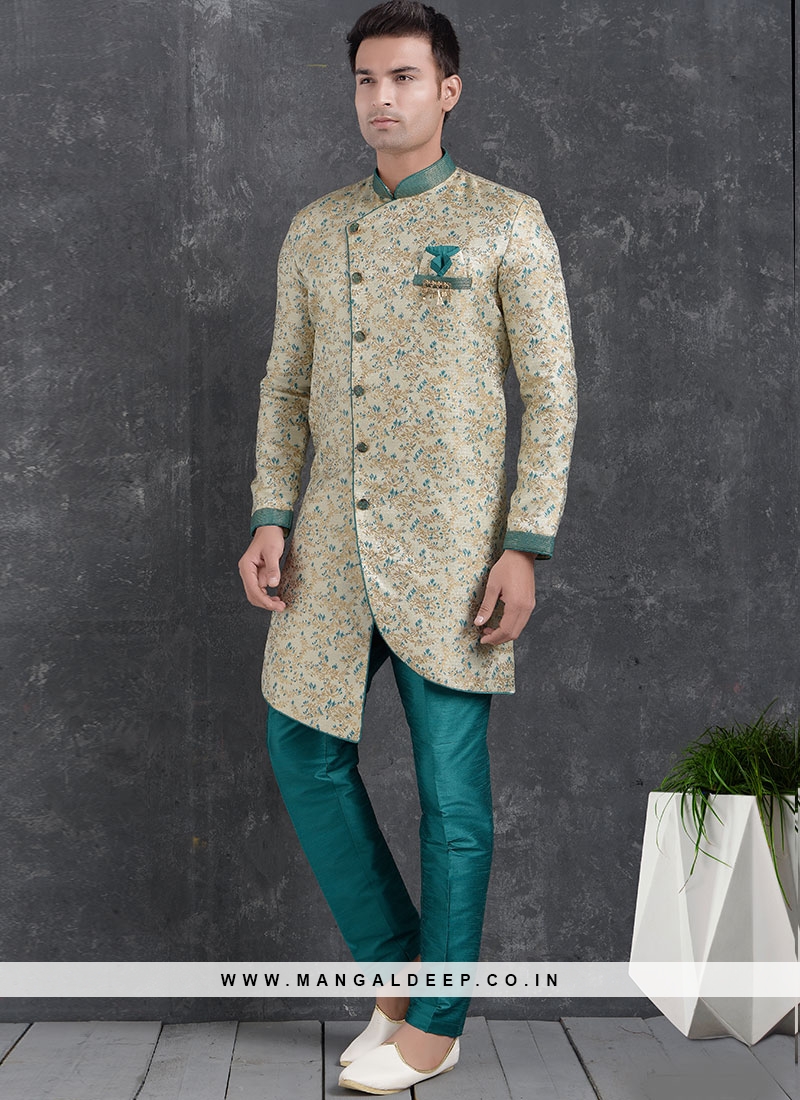 Cream Color Function Wear Indo Western Kurta Pajama