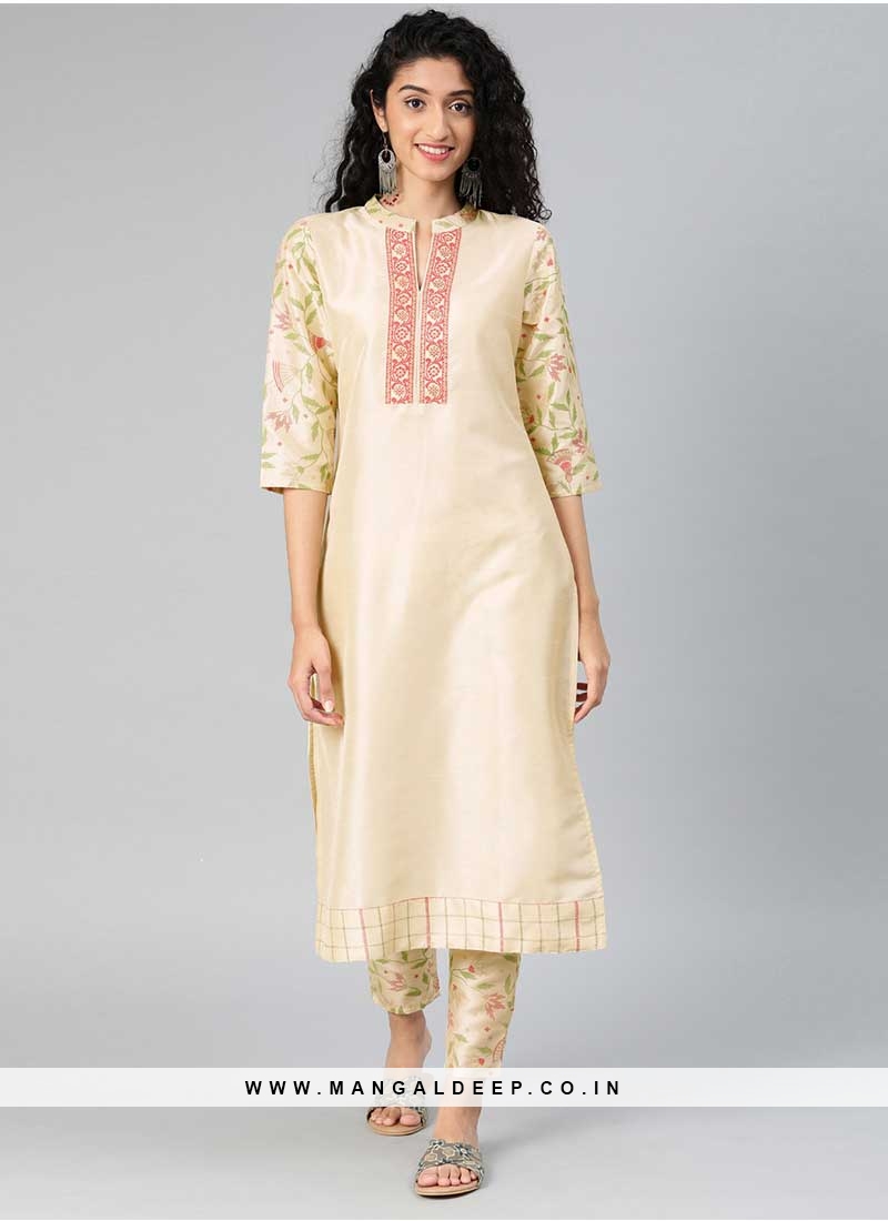 Buy Cream Festival Faux Chiffon Party Wear Kurti Online : Switzerland -  Kurtis & Tunics