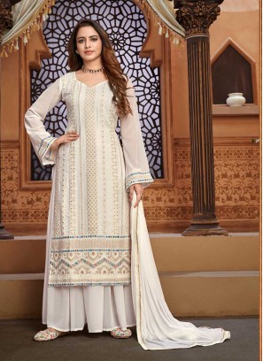 Cream Color Georgette Sharara Suit