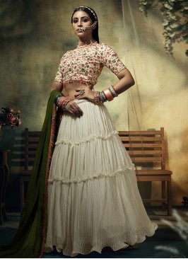 Cream Color Heavy Faux Georgette Lehenga