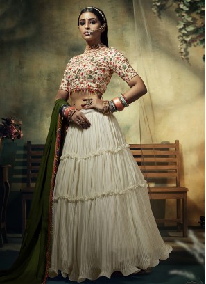 Cream Color Heavy Faux Georgette Lehenga