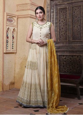 Cream Color Long Anarkali Gown