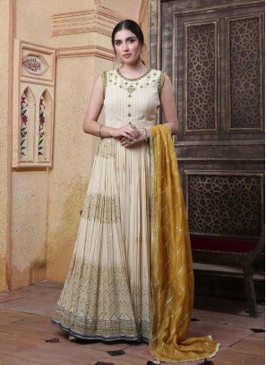 Cream Color Long Anarkali Gown