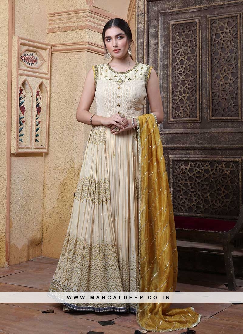 Cream Color Chanderi Ladies Suit