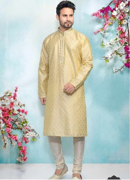 Cream Color Silk Kurta Pajama For Mens