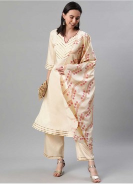 Cream Color Silk Readymade Dress