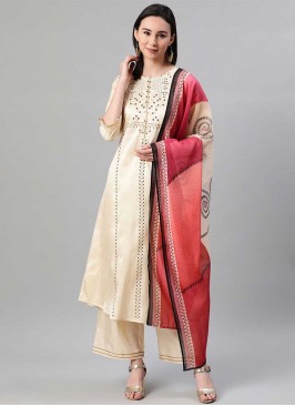 Cream Color Silk Readymade Suit