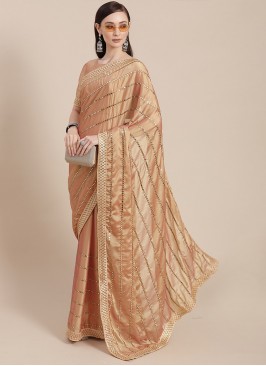 Cream Color Silk Saree With Designer Blouse