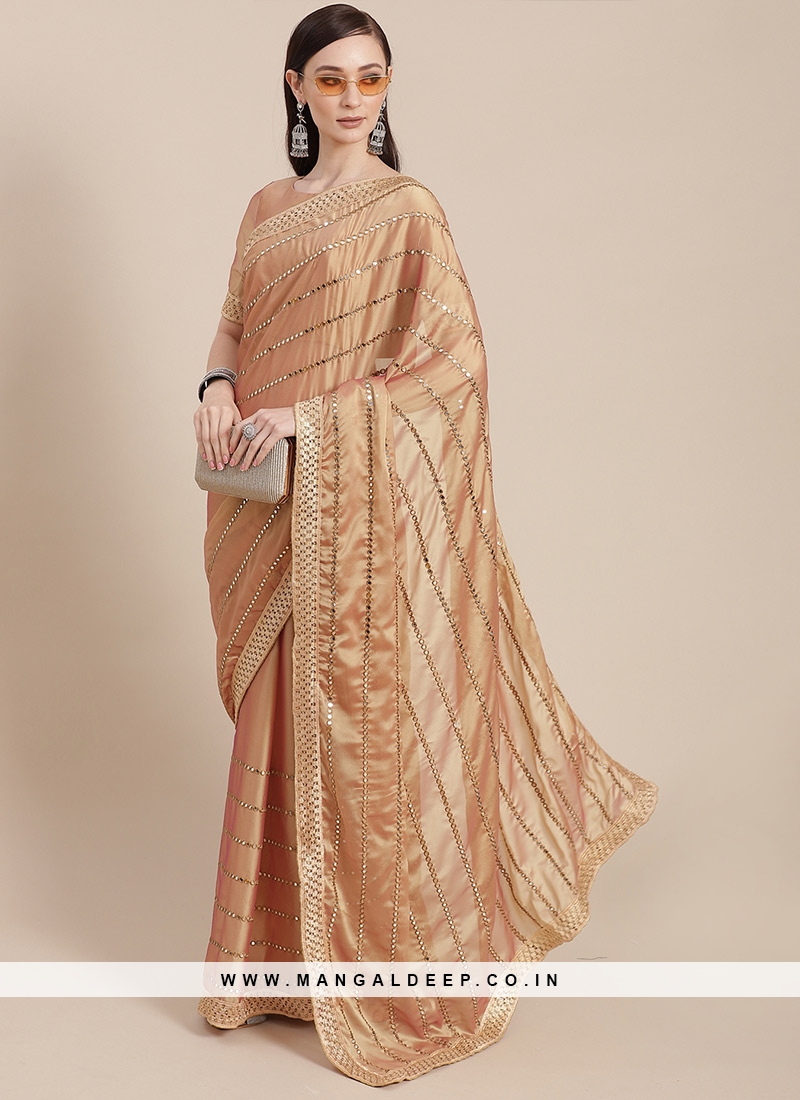 Cream Color Silk Saree With Designer Blouse