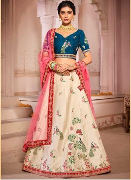 Cream Color Zarkan Work Lehenga