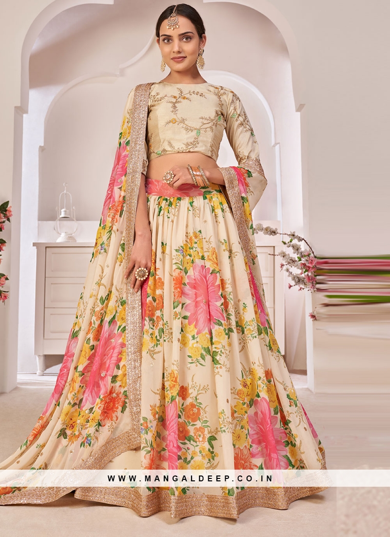 Pink Floral Digital Printed Lehenga Choli | Red lehenga choli, Red lehenga,  Lehenga