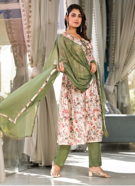 Cream Digital Print Trendy Salwar Kameez