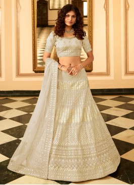 Cream Patch Border Lehenga Choli