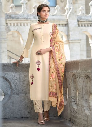 Cream Rayon Trendy Salwar Kameez