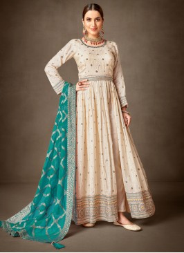 Cream Sequins Ceremonial Salwar Kameez